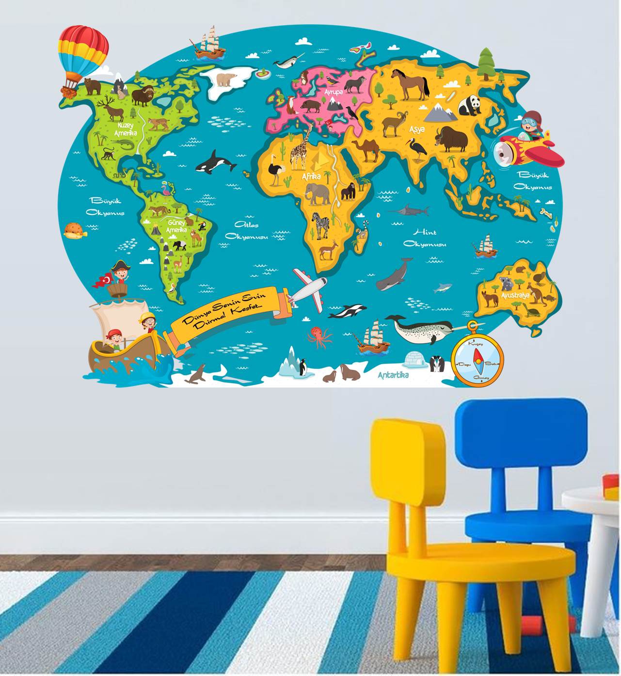 Kids World Map Sticker S1