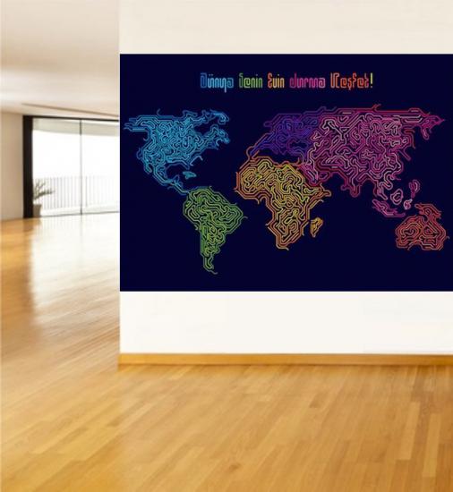 Neon Tasarımlı Dünya Haritası
