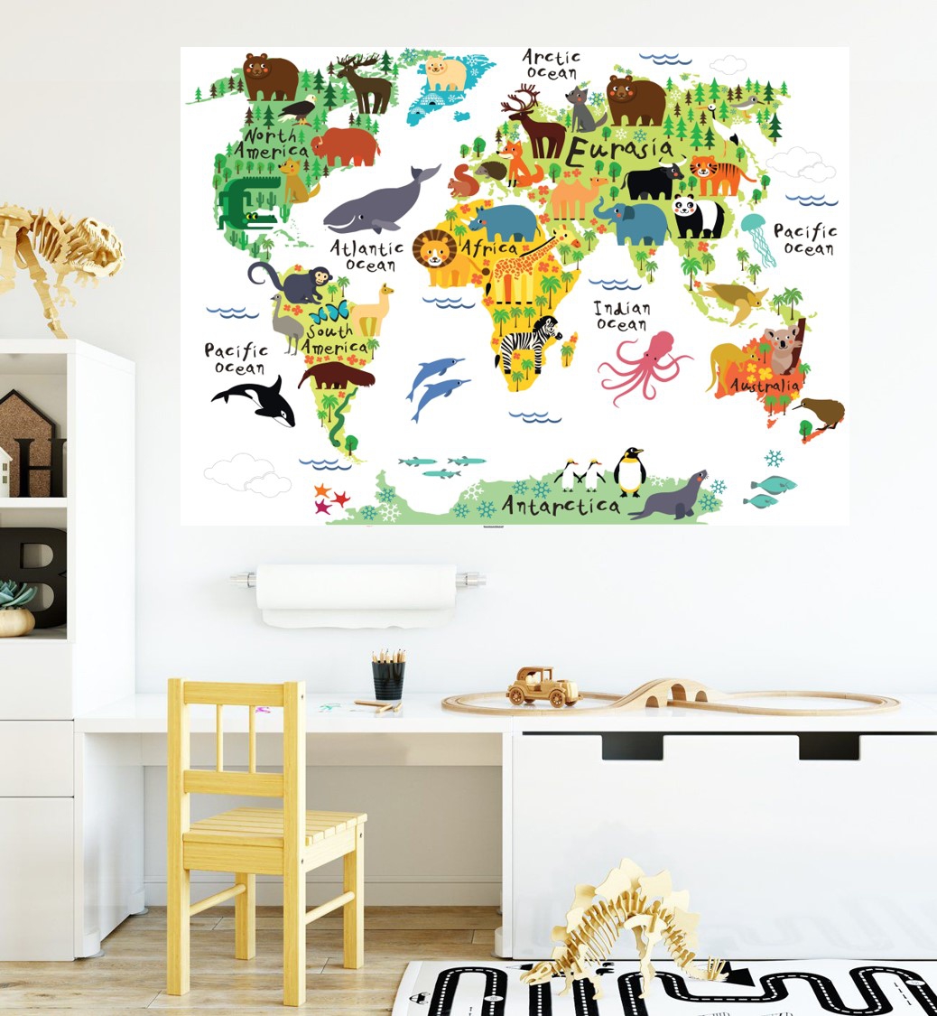 Animal World Map Poster P1